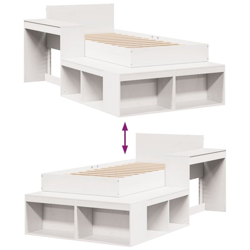 Casa si Gradina - Mobilier - Paturi si accesorii - Paturi - Cadru de pat fara saltea, alb, 75x190 cm, lemn masiv de pin - Infinity.ro