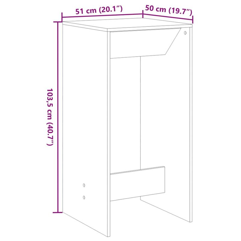 Casa si Gradina - Mobilier - Mese si birouri - Mese bucatarie si dining - Masa bar, stejar sonoma, 51x50x103,5 cm, lemn prelucrat - Infinity.ro