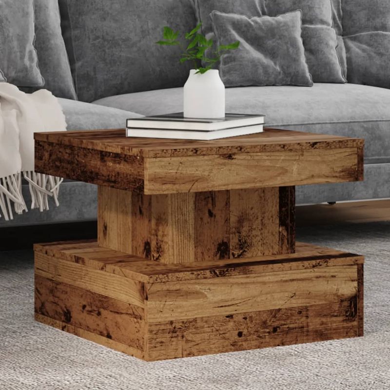 Casa si Gradina - Mobilier - Mese si birouri - Masute de cafea - Masuta de cafea cu lumini LED, lemn vechi, 50x50x40 cm - Infinity.ro