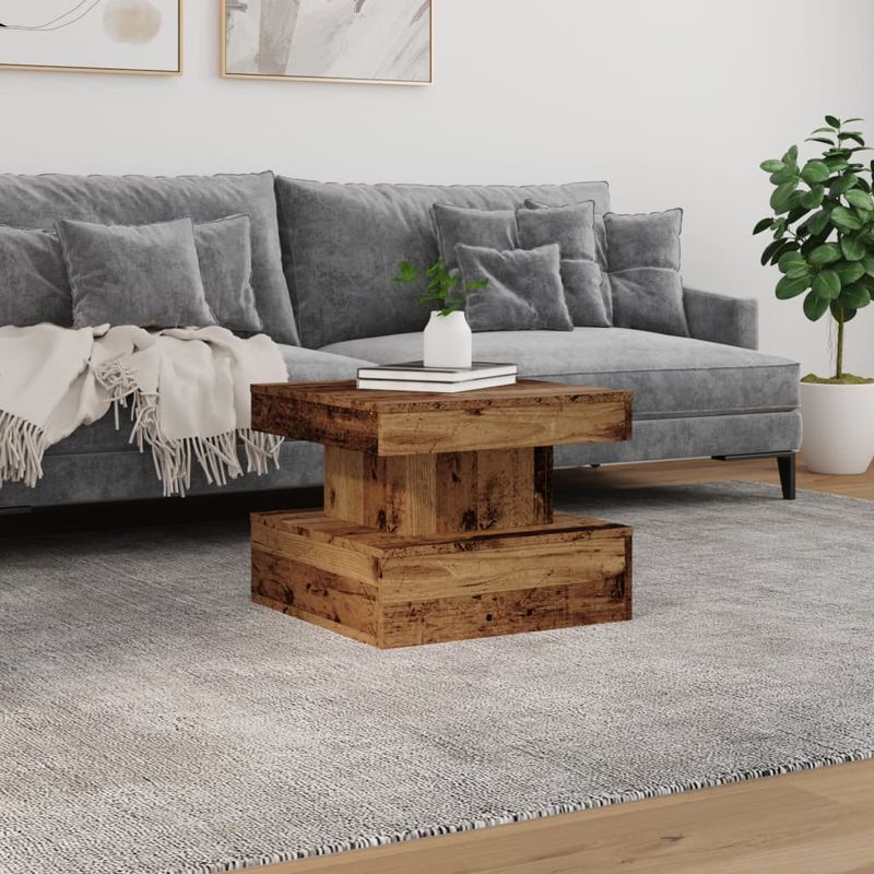 Casa si Gradina - Mobilier - Mese si birouri - Masute de cafea - Masuta de cafea cu lumini LED, lemn vechi, 50x50x40 cm - Infinity.ro