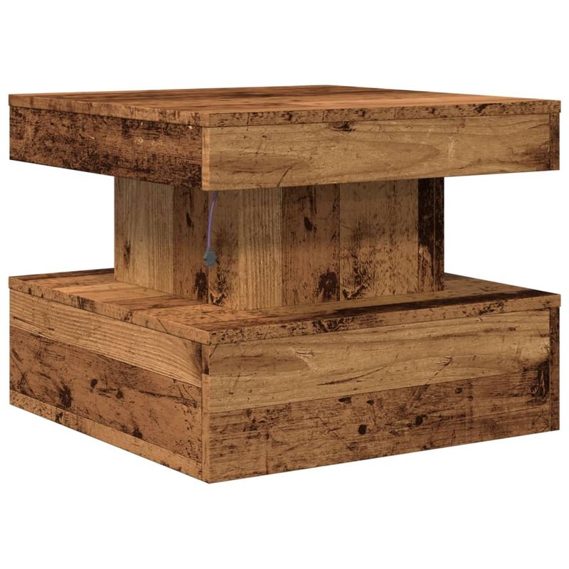 Casa si Gradina - Mobilier - Mese si birouri - Masute de cafea - Masuta de cafea cu lumini LED, lemn vechi, 50x50x40 cm - Infinity.ro