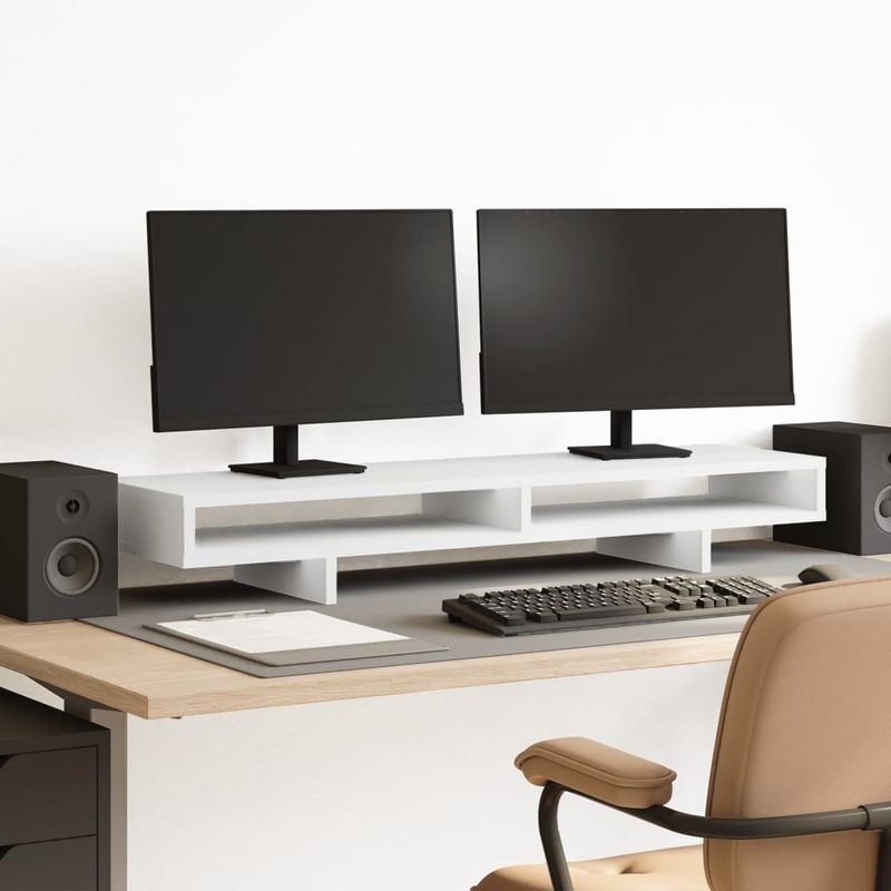 PC, gaming si accesorii - Desktop PC & monitoare - Accesorii monitoare - Suport monitor, alb, 100x27x15 cm, lemn prelucrat - Infinity.ro