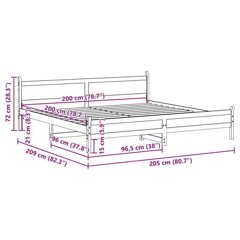 Casa si Gradina - Mobilier - Paturi si accesorii - Paturi - Cadru de pat fara saltea, maro ceruit 200x200 cm lemn masiv pin - Infinity.ro