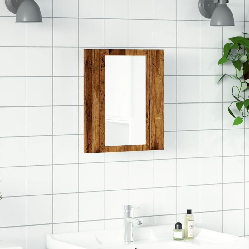 Casa si Gradina - Mobilier - Mobilier baie - Corpuri baie - Dulap cu oglinda cu LED de baie, lemn vechi, 40x12x45 cm, lemn - Infinity.ro