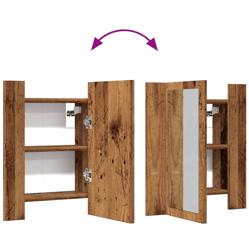 Casa si Gradina - Mobilier - Mobilier baie - Corpuri baie - Dulap cu oglinda cu LED de baie, lemn vechi, 40x12x45 cm, lemn - Infinity.ro