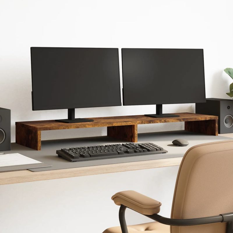 PC, gaming si accesorii - Desktop PC & monitoare - Accesorii monitoare - Suport de monitor, stejar fumuriu, 100x27x10 cm, lemn prelucrat - Infinity.ro