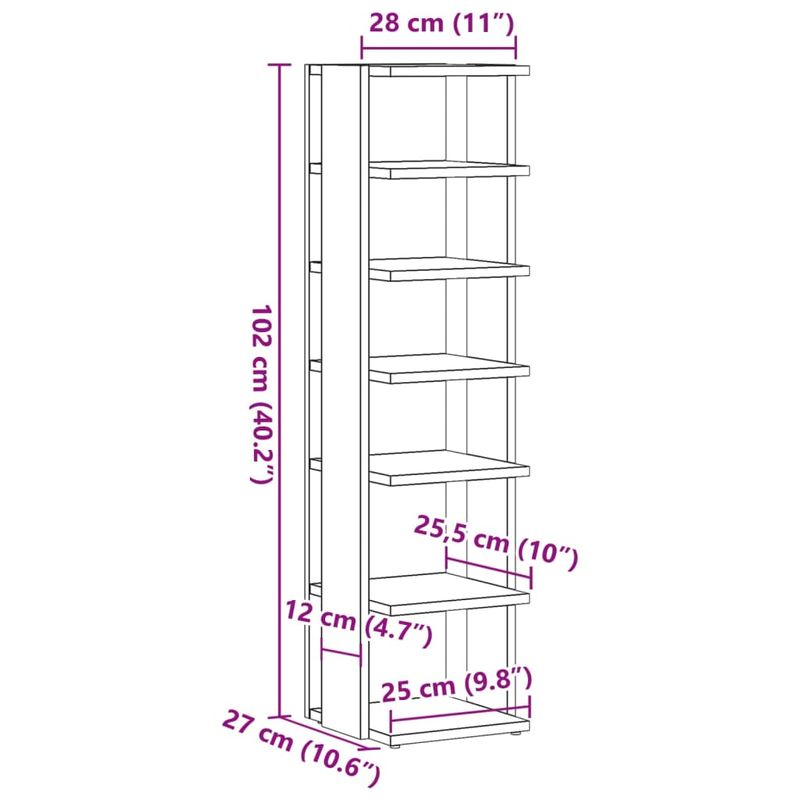 Casa si Gradina - Mobilier - Organizare si depozitare - Organizator incaltaminte - Pantofar, stejar artizanal, 28x27x102 cm lemn prelucrat - Infinity.ro