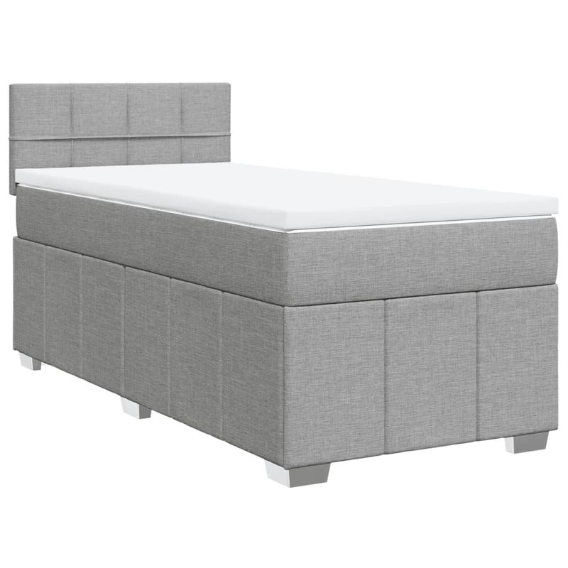 Casa si Gradina - Mobilier - Paturi si accesorii - Paturi - Pat box spring cu saltea, gri deschis, 90x190 cm, textil - Infinity.ro