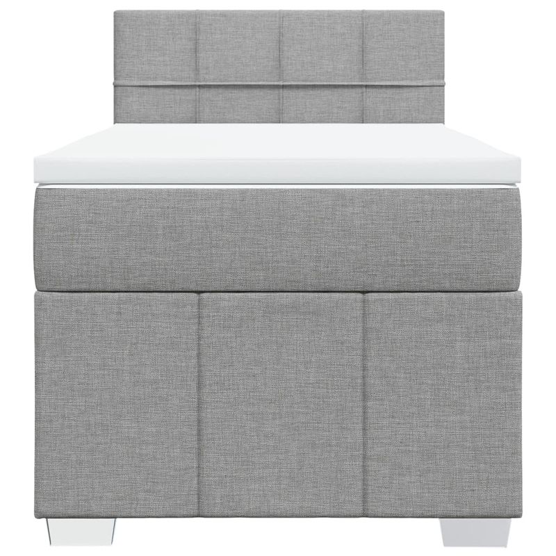Casa si Gradina - Mobilier - Paturi si accesorii - Paturi - Pat box spring cu saltea, gri deschis, 90x190 cm, textil - Infinity.ro