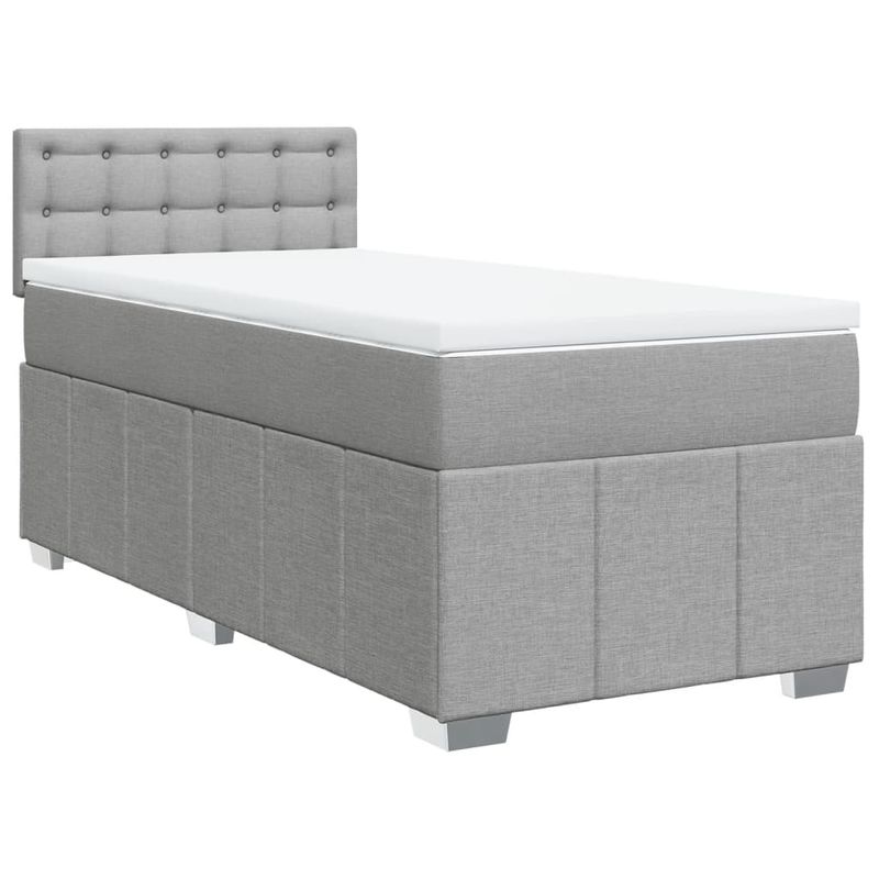 Casa si Gradina - Mobilier - Paturi si accesorii - Paturi - Pat box spring cu saltea, gri deschis, 90x190 cm, textil - Infinity.ro