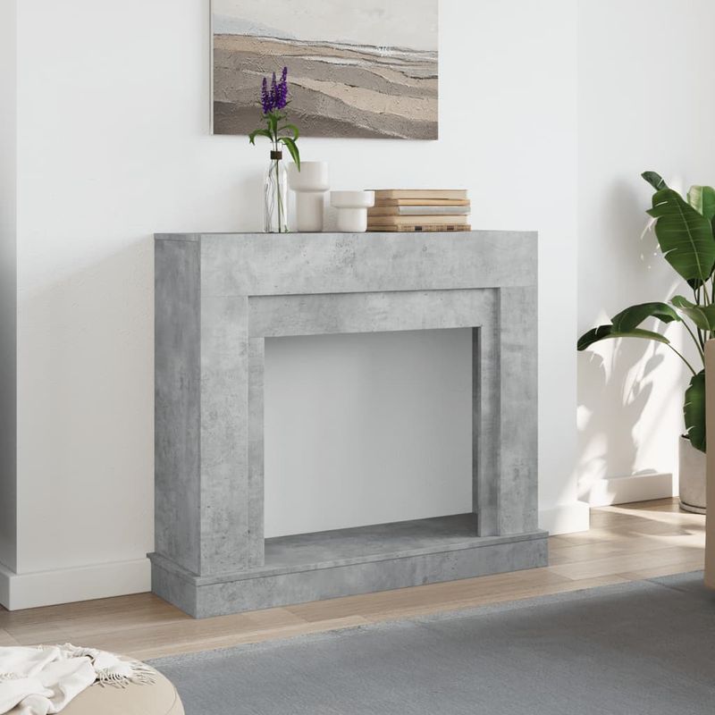 Casa si Gradina - Termice - Sobe, Seminee si accesorii - Accesorii seminee si sobe - Masca de semineu, gri beton, 100x30x87,5 cm, lemn prelucrat - Infinity.ro