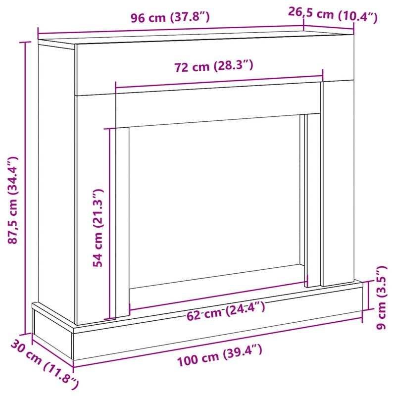 Casa si Gradina - Termice - Sobe, Seminee si accesorii - Accesorii seminee si sobe - Masca de semineu, gri beton, 100x30x87,5 cm, lemn prelucrat - Infinity.ro