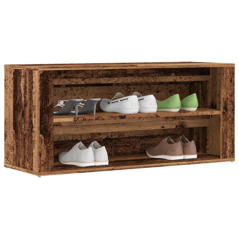 Casa si Gradina - Mobilier - Organizare si depozitare - Organizator incaltaminte - Bancheta de pantofi, lemn vechi, 100x35x45 cm, lemn prelucrat - Infinity.ro