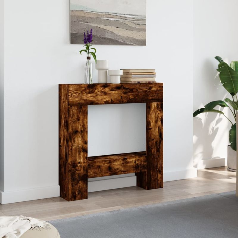 Casa si Gradina - Termice - Sobe, Seminee si accesorii - Accesorii seminee si sobe - Masca de semineu, stejar fumuriu 81x18x82 cm, lemn prelucrat - Infinity.ro