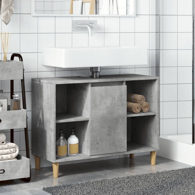 Casa si Gradina - Mobilier - Mobilier baie - Corpuri baie - Dulap pentru baie, gri beton, 80x33x60 cm, lemn compozit - Infinity.ro