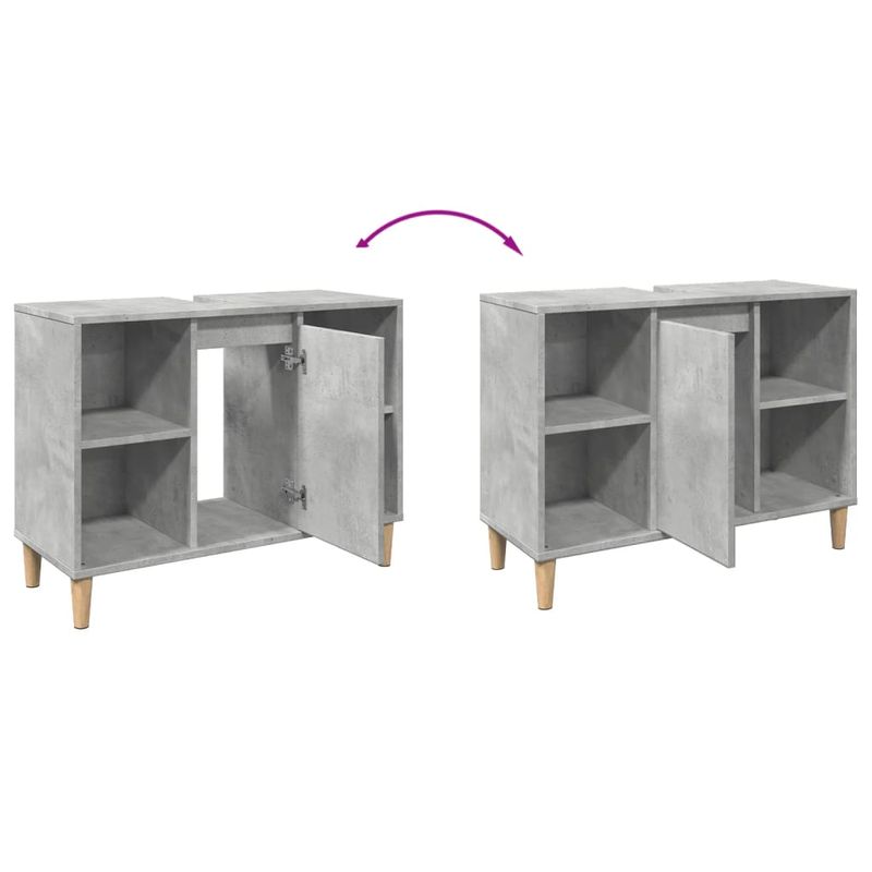 Casa si Gradina - Mobilier - Mobilier baie - Corpuri baie - Dulap pentru baie, gri beton, 80x33x60 cm, lemn compozit - Infinity.ro