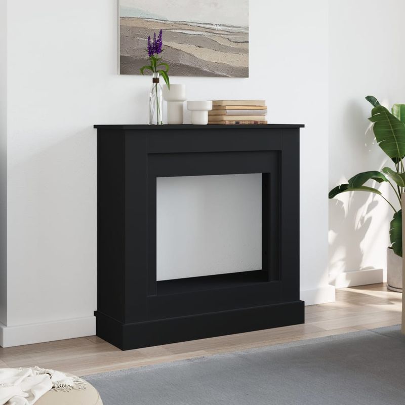 Casa si Gradina - Termice - Sobe, Seminee si accesorii - Accesorii seminee si sobe - Masca de semineu, negru, 90x30x90 cm, lemn prelucrat - Infinity.ro