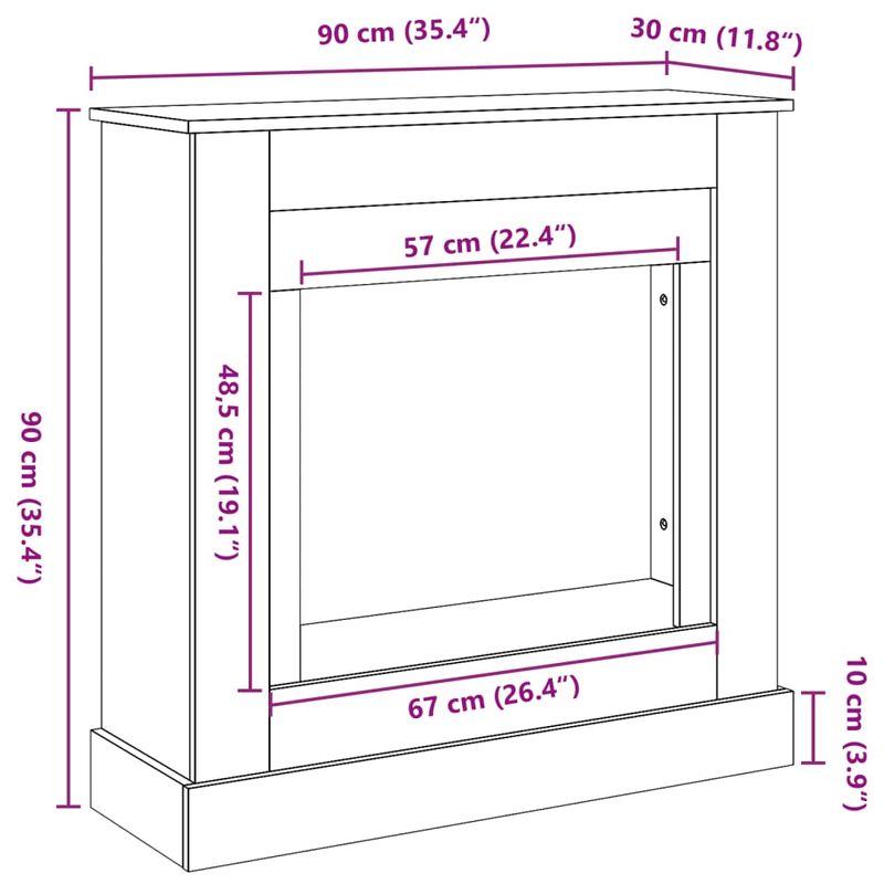 Casa si Gradina - Termice - Sobe, Seminee si accesorii - Accesorii seminee si sobe - Masca de semineu, negru, 90x30x90 cm, lemn prelucrat - Infinity.ro