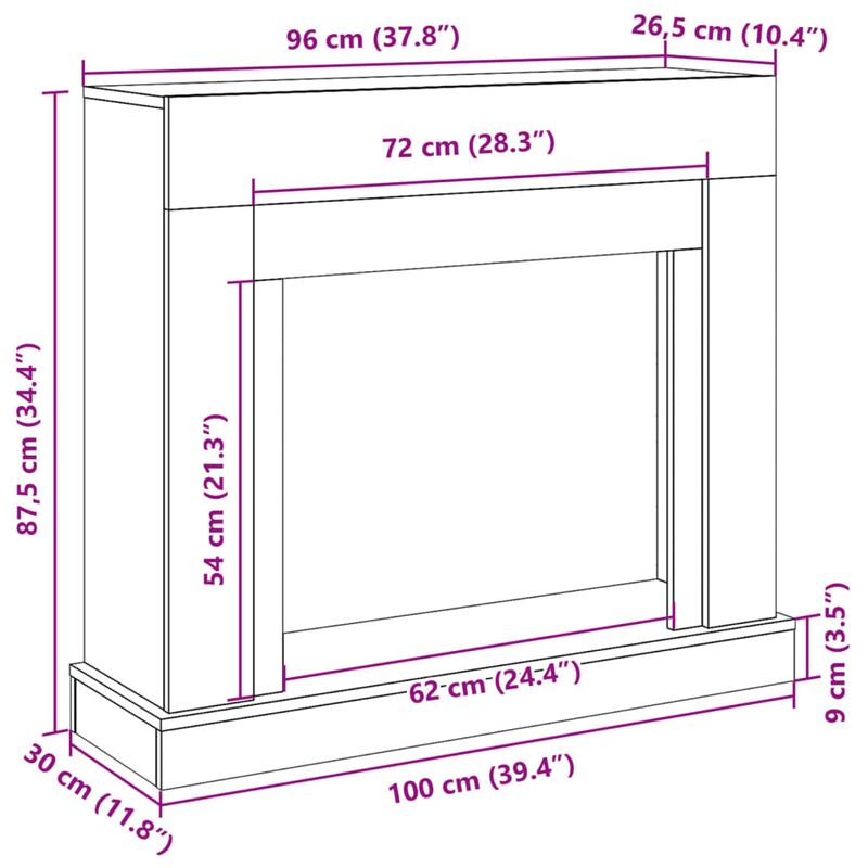 Casa si Gradina - Termice - Sobe, Seminee si accesorii - Accesorii seminee si sobe - Masca de semineu, sonoma gri, 100x30x87,5 cm, lemn prelucrat - Infinity.ro