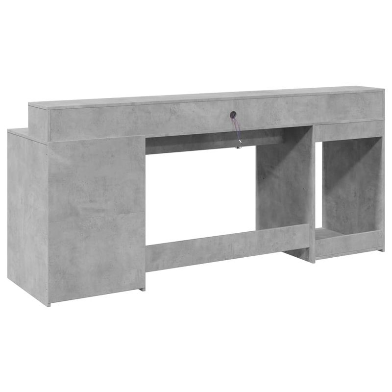 Casa si Gradina - Mobilier - Mese si birouri - Birouri - Birou cu lumini LED, gri beton, 200x55x91 cm, lemn prelucrat - Infinity.ro