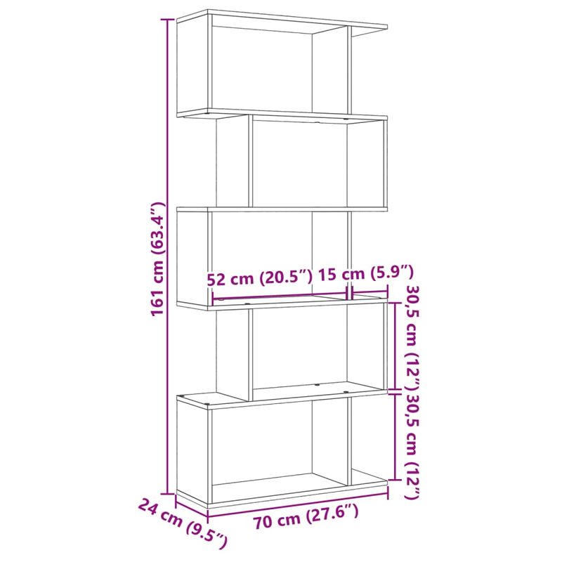 Casa si Gradina - Mobilier - Biblioteci si rafturi - Biblioteci - Biblioteca/separator 5 niveluri stejar sonoma 70x24x161 cm lemn - Infinity.ro
