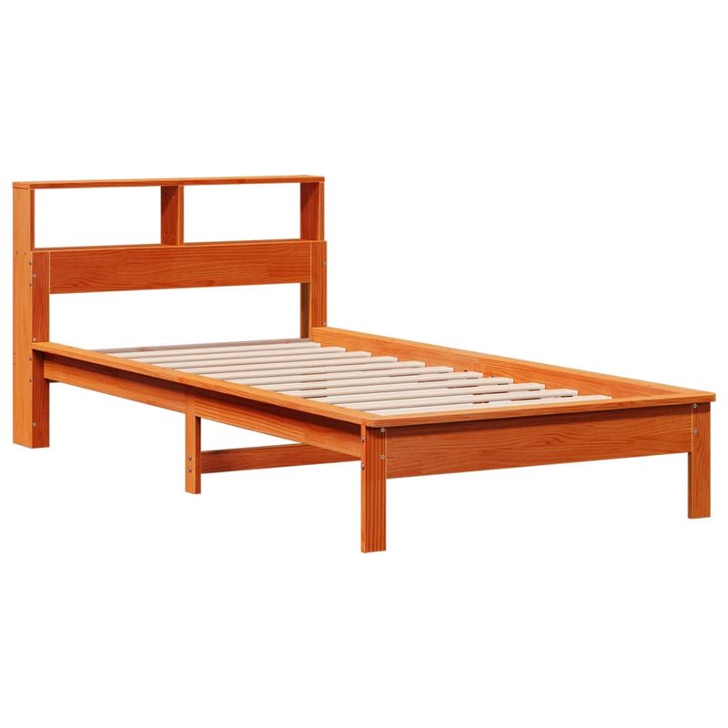 Casa si Gradina - Mobilier - Paturi si accesorii - Paturi - Pat biblioteca fara saltea maro ceruit 90x190 cm lemn masiv pin - Infinity.ro