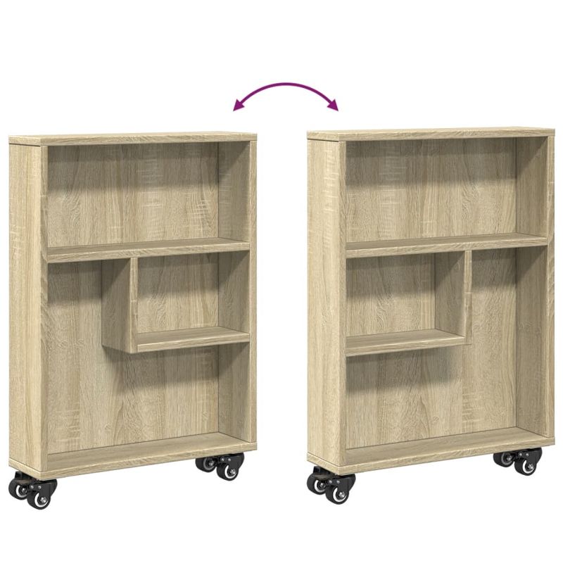 Casa si Gradina - Mobilier - Biblioteci si rafturi - Biblioteci - Carucior depozitare ingust, stejar sonoma, 48x13x68 cm, lemn - Infinity.ro