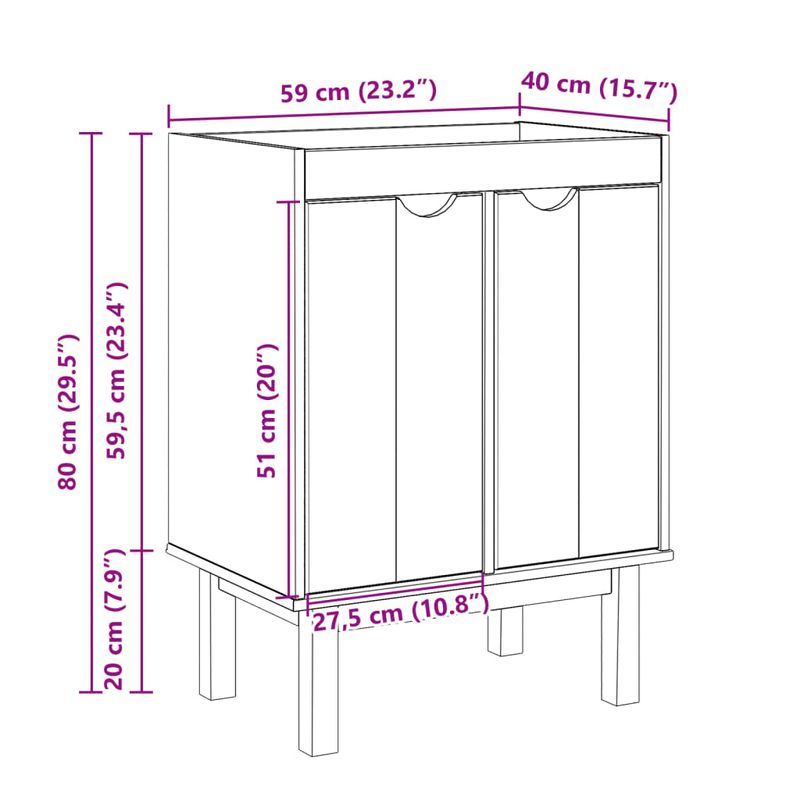 Casa si Gradina - Mobilier - Mobilier baie - Comode baie - Comoda pentru chiuveta de baie „OTTA” 59x40x80 cm lemn masiv pin - Infinity.ro
