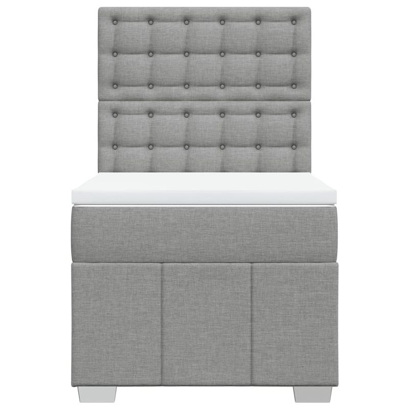 Casa si Gradina - Mobilier - Paturi si accesorii - Paturi - Pat box spring cu saltea, gri deschis, 90x200 cm, textil - Infinity.ro