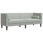 Casa si Gradina - Mobilier - Seturi de mobilier - Seturi living - Set canapele Chesterfield cu perne rulou, 3 piese, catifea, gri deschis - Infinity.ro