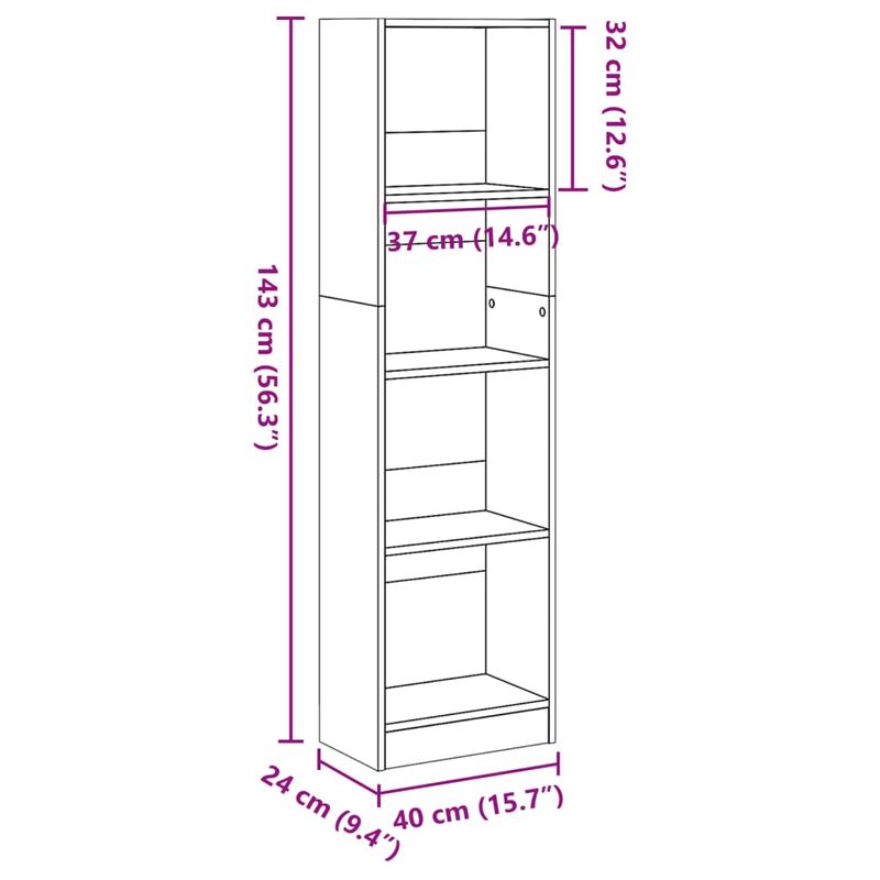 Casa si Gradina - Mobilier - Biblioteci si rafturi - Biblioteci - Biblioteca, gri sonoma, 40x24x143 cm, lemn prelucrat - Infinity.ro