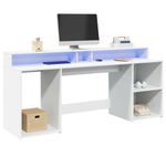Casa si Gradina - Mobilier - Mese si birouri - Birouri - Birou cu lumini LED, alb, 200x55x91 cm, lemn prelucrat - Infinity.ro