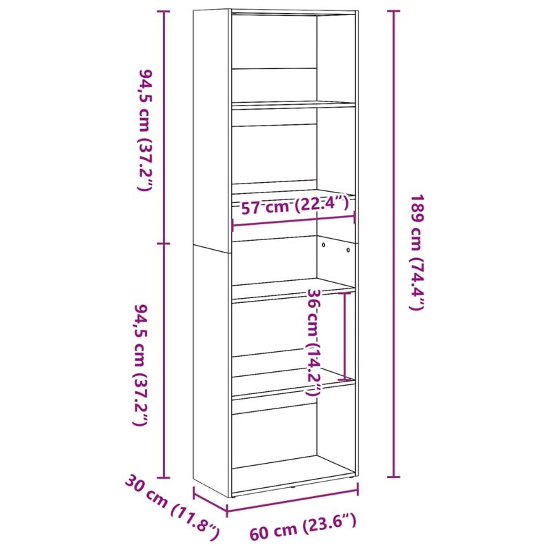Casa si Gradina - Mobilier - Biblioteci si rafturi - Biblioteci - Biblioteca, stejar fumuriu, 60x30x189 cm, lemn prelucrat - Infinity.ro