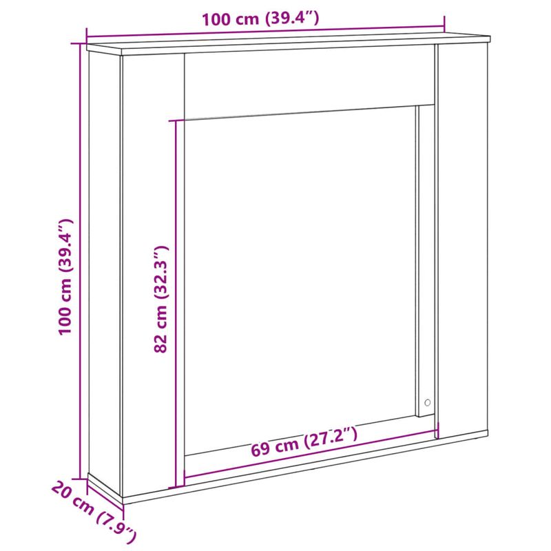 Casa si Gradina - Termice - Sobe, Seminee si accesorii - Accesorii seminee si sobe - Masca de semineu, sonoma gri, 100x20x100 cm, lemn prelucrat - Infinity.ro
