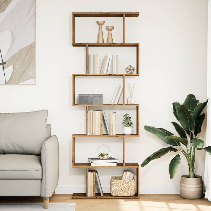 Casa si Gradina - Mobilier - Biblioteci si rafturi - Biblioteci - Biblioteca/separator 6 nivel stejar artizanal 70x24x193 cm lemn - Infinity.ro