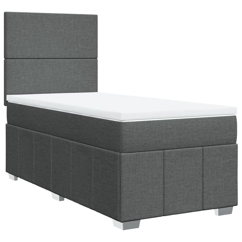 Casa si Gradina - Mobilier - Paturi si accesorii - Paturi - Pat box spring cu saltea, gri inchis, 100x200 cm, textil - Infinity.ro