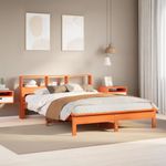 Casa si Gradina - Mobilier - Paturi si accesorii - Paturi - Pat cu biblioteca fara saltea, maro, 120x190 cm, lemn masiv pin - Infinity.ro