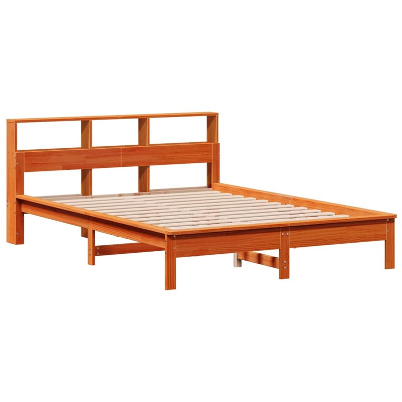 Casa si Gradina - Mobilier - Paturi si accesorii - Paturi - Pat cu biblioteca fara saltea, maro, 120x190 cm, lemn masiv pin - Infinity.ro