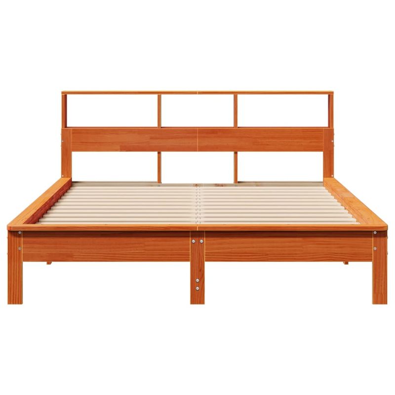 Casa si Gradina - Mobilier - Paturi si accesorii - Paturi - Pat cu biblioteca fara saltea, maro, 120x190 cm, lemn masiv pin - Infinity.ro