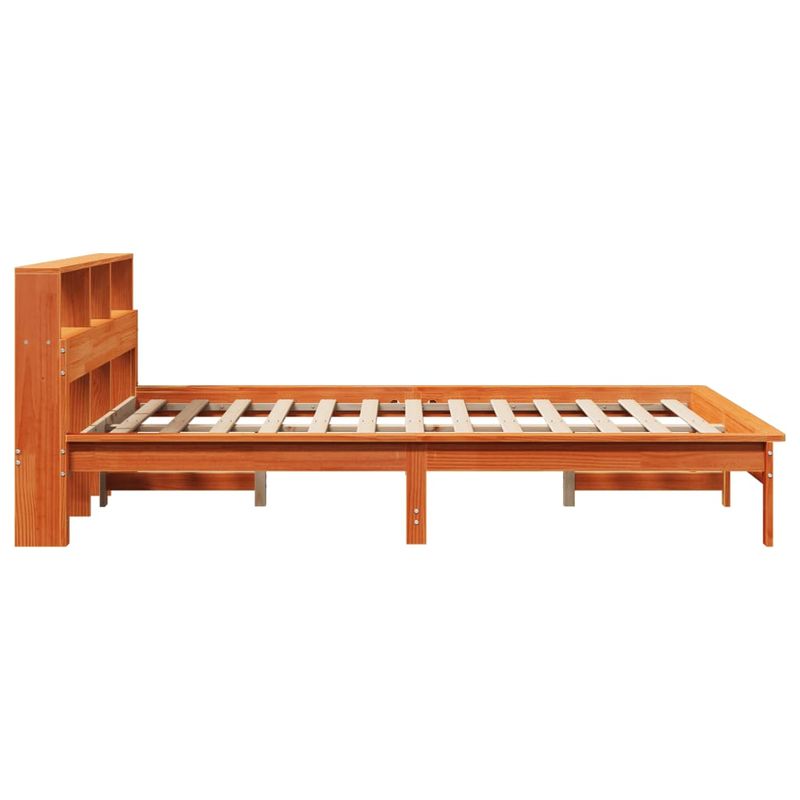 Casa si Gradina - Mobilier - Paturi si accesorii - Paturi - Pat cu biblioteca fara saltea, maro, 120x190 cm, lemn masiv pin - Infinity.ro