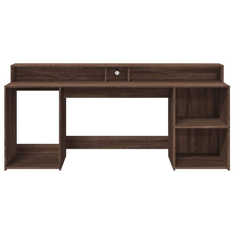 Casa si Gradina - Mobilier - Mese si birouri - Birouri - Birou cu lumini LED, stejar maro, 200x55x91 cm, lemn prelucrat - Infinity.ro