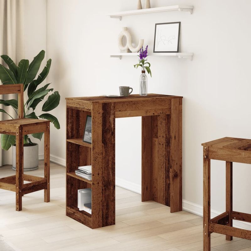 Casa si Gradina - Mobilier - Mese si birouri - Mese bucatarie si dining - Masa bar cu rafturi, lemn vechi, 95x47x103,5 cm, lemn prelucrat - Infinity.ro