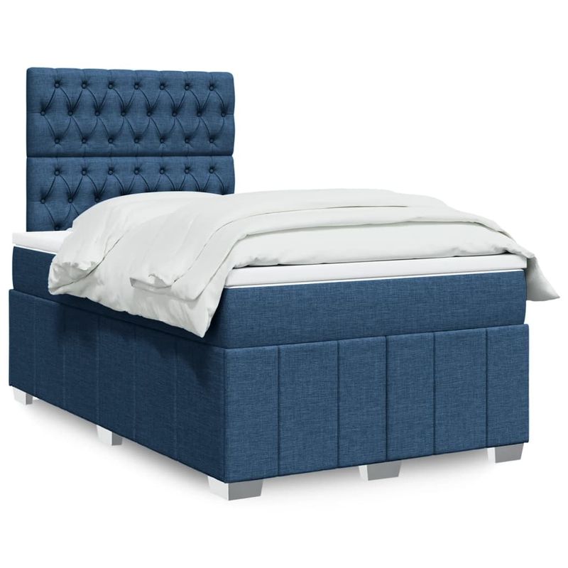 Casa si Gradina - Mobilier - Paturi si accesorii - Paturi - Pat box spring cu saltea, albastru, 120x190 cm, material textil - Infinity.ro