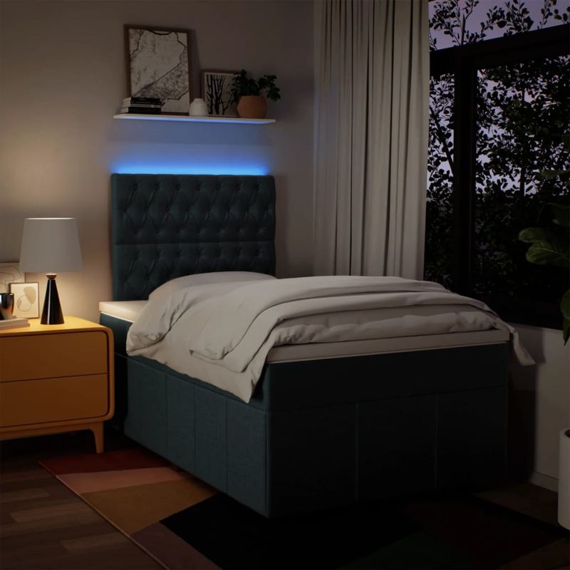 Casa si Gradina - Mobilier - Paturi si accesorii - Paturi - Pat box spring cu saltea, albastru, 120x190 cm, material textil - Infinity.ro