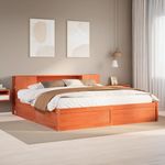 Casa si Gradina - Mobilier - Paturi si accesorii - Paturi - Cadru de pat fara saltea, maro ceruit 200x200 cm lemn masiv pin - Infinity.ro