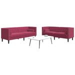 Casa si Gradina - Mobilier - Seturi de mobilier - Seturi living - Set canapele Chesterfield perne rulou 2 piese rosu vin catifea - Infinity.ro