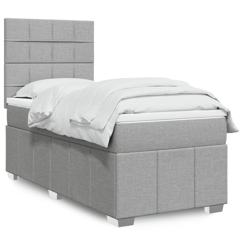 Casa si Gradina - Mobilier - Paturi si accesorii - Paturi - Pat continental cu saltea, gri deschis, 80x200 cm, textil - Infinity.ro
