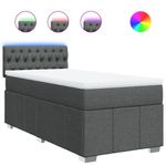Casa si Gradina - Mobilier - Paturi si accesorii - Paturi - Pat box spring cu saltea, gri inchis, 100x200 cm, textil - Infinity.ro