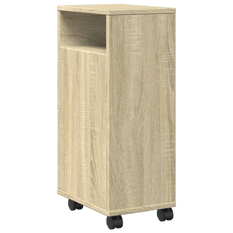 Casa si Gradina - Mobilier - Dulapuri si sifoniere - Dulapuri - Dulap de baie ingust cu roti, stejar sonoma, lemn prelucrat - Infinity.ro
