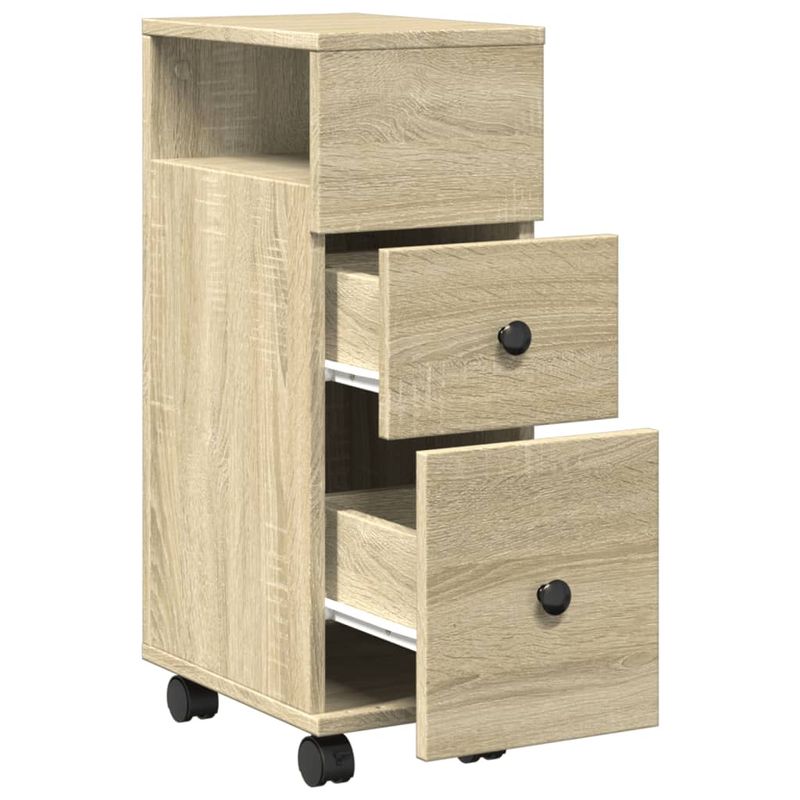 Casa si Gradina - Mobilier - Dulapuri si sifoniere - Dulapuri - Dulap de baie ingust cu roti, stejar sonoma, lemn prelucrat - Infinity.ro